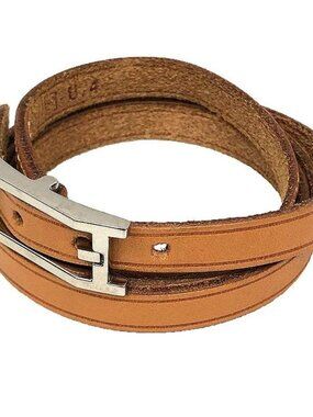 Hermes Leather Bracelet Choker Brown